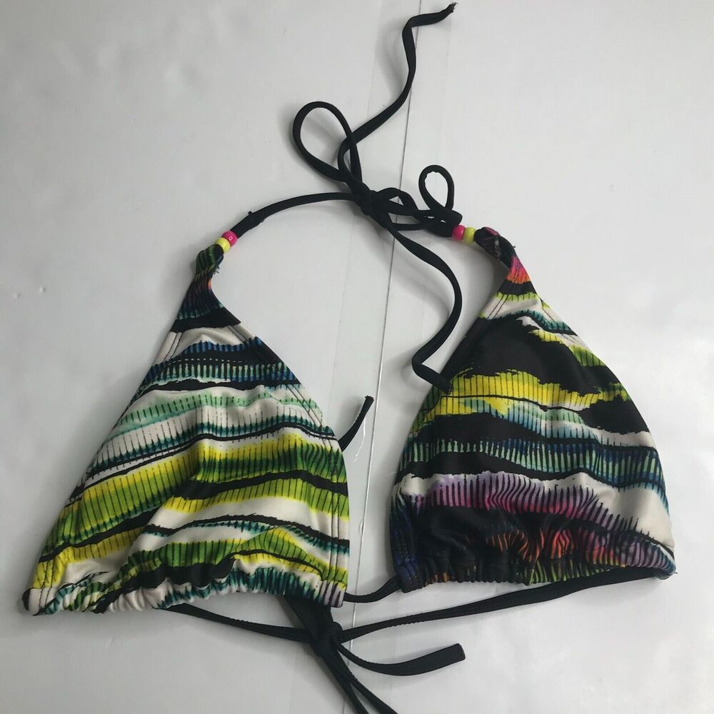 Body Glove Bikini Top Womens XL Multicolor Triangle Halter Tie Beaded Lined - Picture 4 of 8